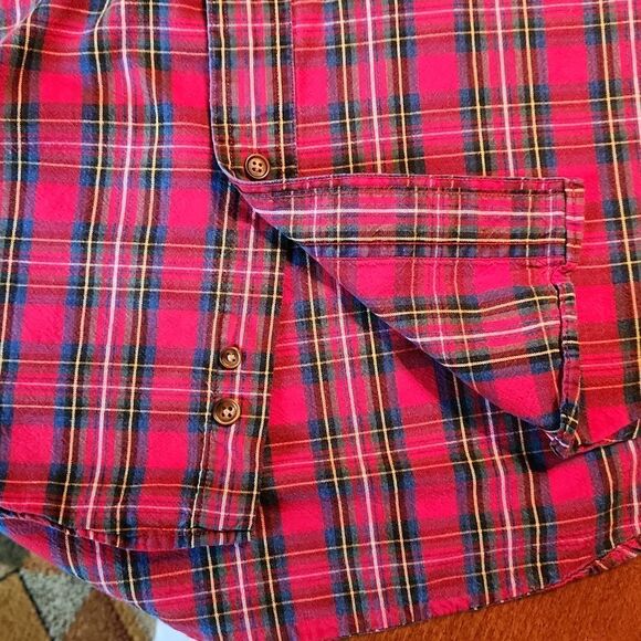 Ralph Lauren Chaps Long Sleeve Button Down Shirt, Medium, Red Green Plaid - Picture 6 of 8